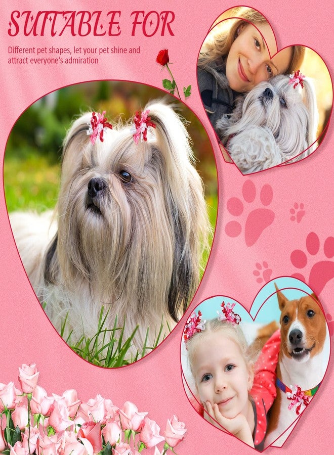 تشوانغ دي مجموعة تشوانغدي من 24 قطعة من ربطات شعر الكلاب لعيد الحب، مشبك صغير مع شريط مطاطي، ربطات شعر مجعدة مزينة بأحجار الراين، إكسسوارات شعر للجراء والقطط بنمط قلب - Image 4